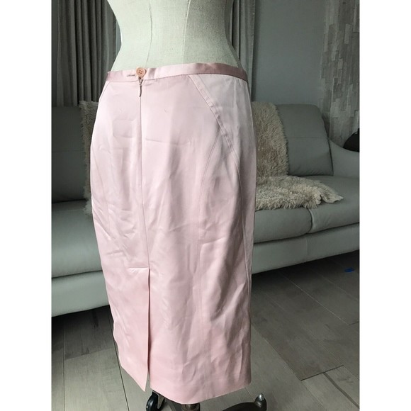 BCBG maxazria Pencil skirt pink blush 2 over knee Career dressy Lined Slit - Picture 4 of 9
